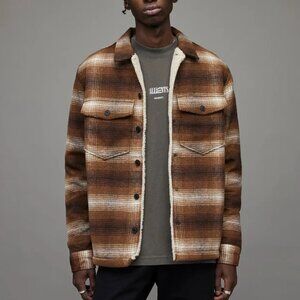 AllSaints Seneca Check Sherpa Lined Jacket | Size XXL | Brown